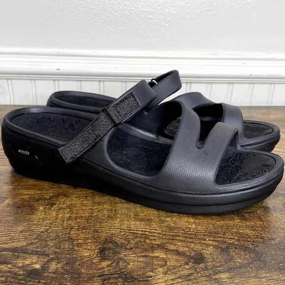 Skechers Size 11 Sandals Arch Fit Foamies Ascend Sweet Pea Slip On Adjustable - Picture 6 of 15